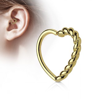 Anneau de cartilage tordable coeur cordage - Plaqu� or jaune