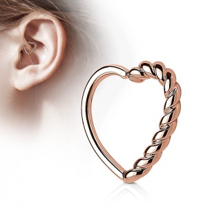 Anneau de cartilage tordable coeur cordage - Plaqu� or rose