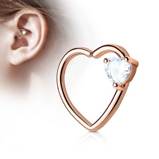 Anneau de cartilage tordable duo de coeur - Plaqu� or rose