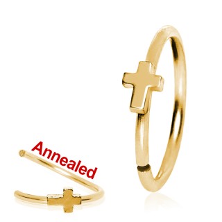 Anneau de nez ajustable dor� en acier � croix latine