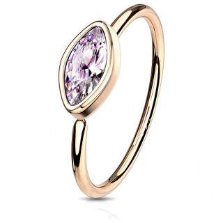 Anneau de nez cuivr� � pierre rose en amande