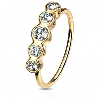 Anneau de nez dor� � 5 pierres asym�triques