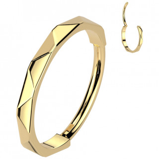 Anneau de nez nostril clicker Titane dor� � design moderne facett�