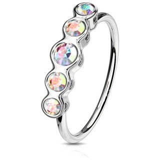 Anneau de nez � 5 pierres asym�triques - Aurore bor�ale