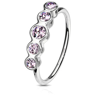 Anneau de nez � 5 pierres asym�triques - Rose
