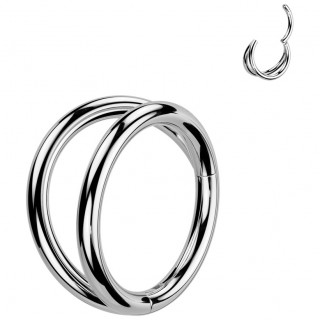 Anneau double en Titane � charni�re (helix, narine, conch...)