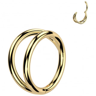 Anneau double en Titane Dor� � charni�re (helix, narine, conch...)
