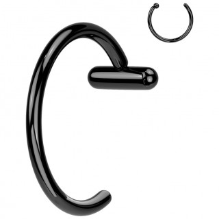 Anneau nez nostril noir en Titane � barre stop