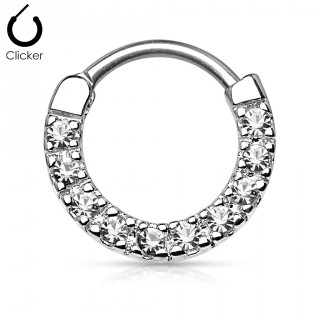 Anneau pav� de strass clairs � fermeture clips