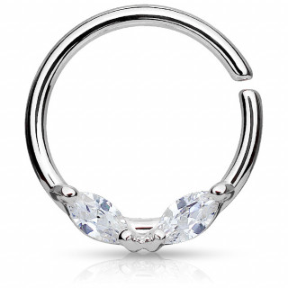 Anneau pliable � pierres ovales (septum, oreille...)