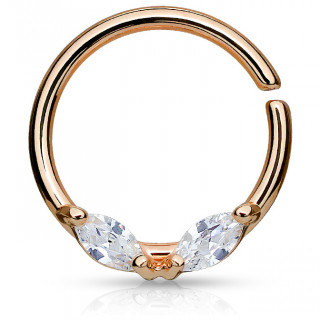 Anneau pliable cuivr� � pierres ovales (septum, oreille...)
