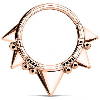 Anneau pliable cuivr� � perles et pointes (septum / cartilage oreille)