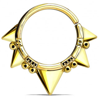 Anneau pliable dor� � perles et pointes (septum / cartilage oreille)
