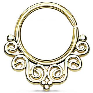 Anneau pliable dor� style baroque (septum / cartilage oreille)
