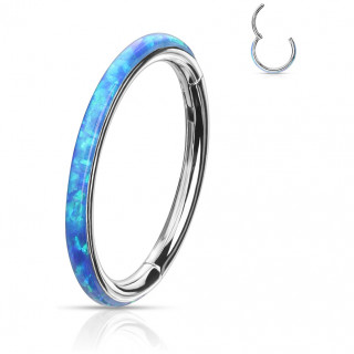 Anneau segment clip � bande d'Opale Bleue (acier haute pr�cision)