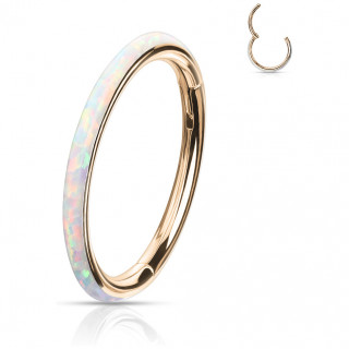 Anneau segment clip Cuivr� � bande d'Opale Blanche (acier haute pr�cision)