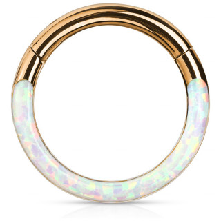 Anneau segment clipsable cuivr� � arc d'Opale Blanche (acier haute pr�cision)