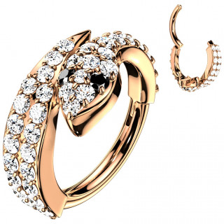 Anneau segment clipsable cuivr� serpent pav� de zirconiums (acier haute pr�cision)