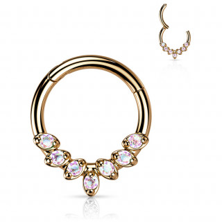 Anneau segment clipsable cuivr� � zirconiums taill�s en amandes (acier haute pr�cision)