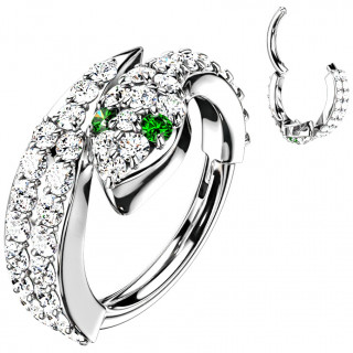 Anneau segment clipsable serpent pav� de zirconiums (acier haute pr�cision)