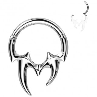 Anneau segment � dents de vampire en acier haute pr�cision (septum, h�lix, smiley...)