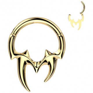 Anneau segment dor� � dents de vampire en acier haute pr�cision (septum, h�lix, smiley...)