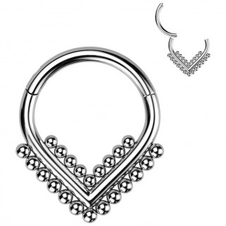 Anneau segment en Titane � chevrons de perles (septum, h�lix, lobe...)