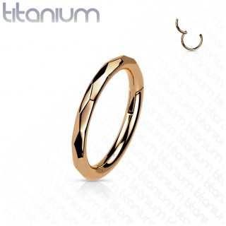 Anneau segment facett� en Titane Cuivr� � charni�re