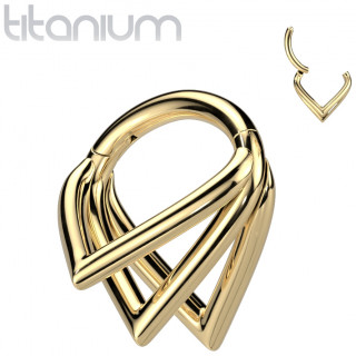 Anneau segment tripl� en Titane dor� se terminant en pointes