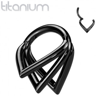 Anneau segment tripl� en Titane noir se terminant en pointes