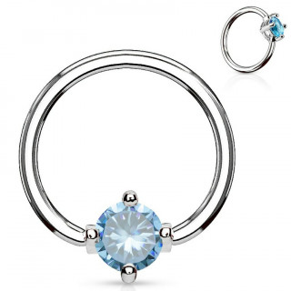 Anneau style CBR � zirconium bleu aqua captif