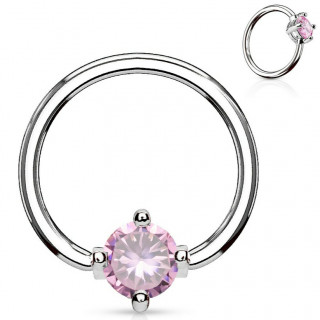 Anneau style CBR � zirconium rose captif