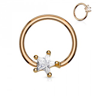 Anneau style CBR plaqu� or rose � �toile zirconium captive