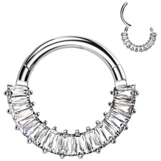Anneau Titane clicker � arc de zirconiums clairs en trap�zes