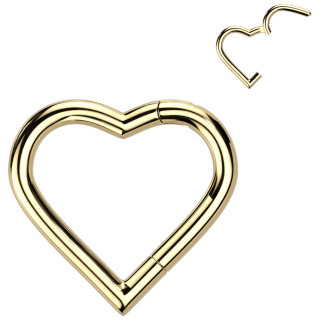 Anneau Titane coeur dor� � charni�re
