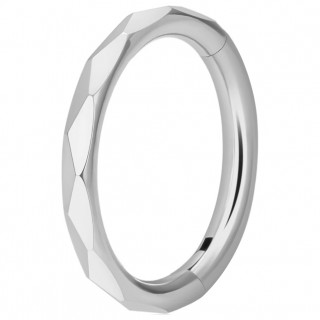 Anneau Titane facett� � segment clicker (oreille, l�vre, septum...)