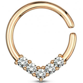 Anneau tordable � chevron strass - Cuivr� (septum, cartilage...)