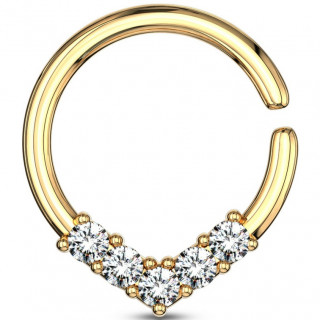 Anneau tordable � chevron strass - Dor� (septum, cartilage...)