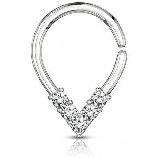Anneau tordable � "V" strass (septum, cartilage...)