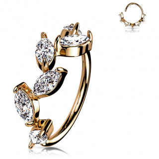 Anneau tordable Cuivr� � feuilles de zirconiums (narine, h�lix...)