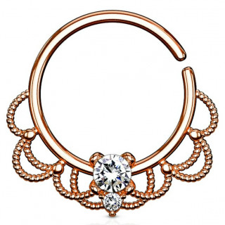 Anneau tordable cuivr� style Filigrane � strass