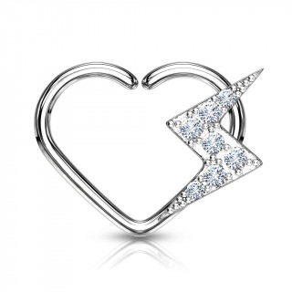 Anneau tordable daith en coeur � �clair serti