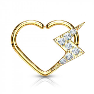 Anneau tordable daith en coeur dor� � �clair serti