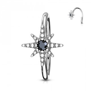 Anneau tordable de nez � �toile pav�e de strass