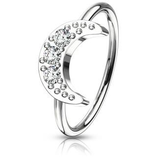 Anneau tordable de nez � croissant de lune serti