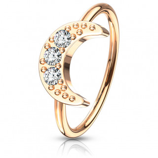 Anneau tordable de nez cuivr� � croissant de lune serti