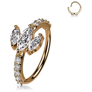 Anneau tordable de nez Cuivr� � Triple Marquise de zirconiums