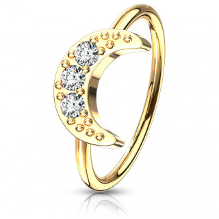 Anneau tordable de nez dor� � croissant de lune serti