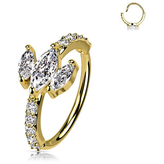 Anneau tordable de nez Dor� � Triple Marquise de zirconiums