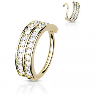 Anneau tordable Dor� � lignes de zirconiums (narine, h�lix...)